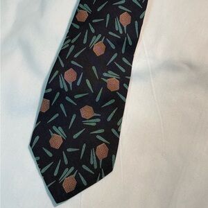 Giorgio Armani Cravatte Silk & Flax 57x3.5”Mens Tie Black Brown Green Geometric